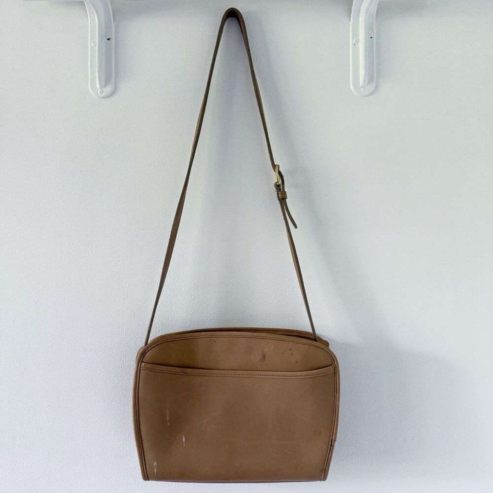 Vintage 90s Coach Brighton Leather Bag Purse British Tan Made in the USA - Picture 4 of 16